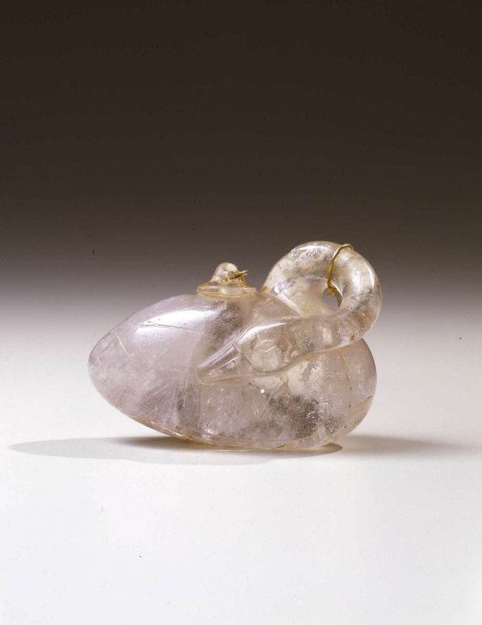 Rock Crystal Swan Form Container
