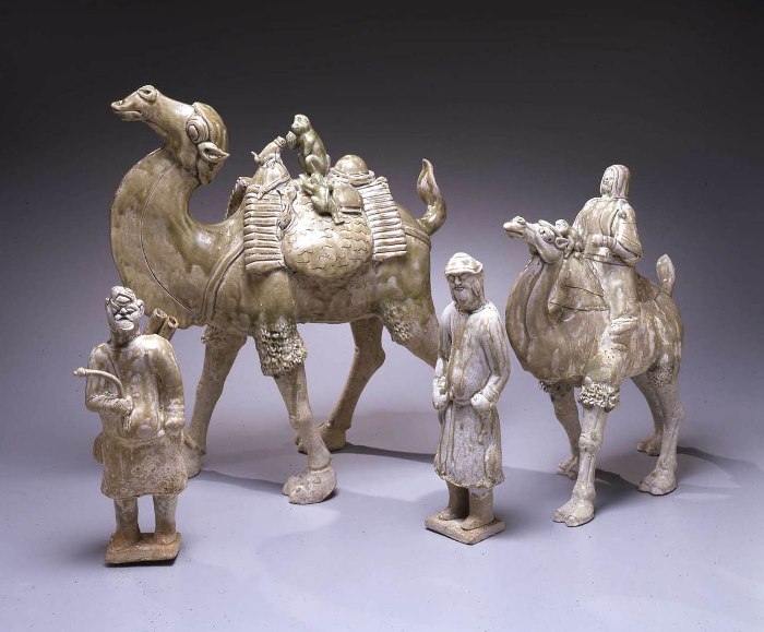 Green Glazed Foreign Merchants And Camels