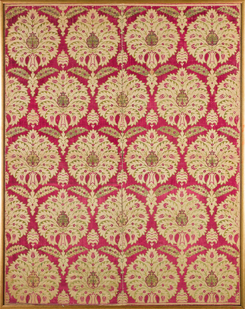 A large Ottoman voided silk velvet and metal-thread panel (çatma)