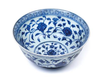 A blue-and-white dish