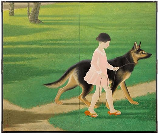 Ikeda Eikō (1901–1992). Young Girl with a German Shepherd Dog (detail)