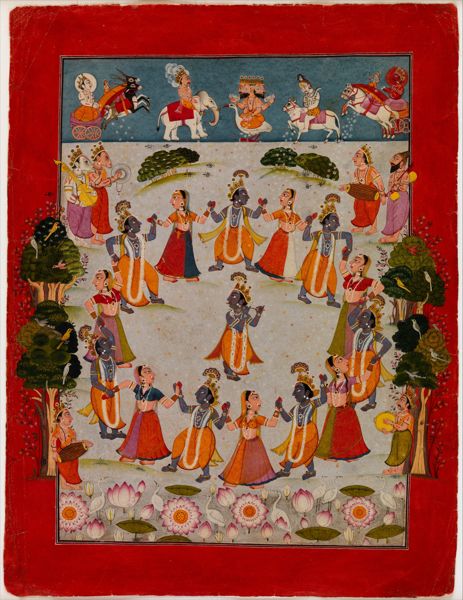 Krishna Dances in the Raslila with the Gopis (Female Cowherds)