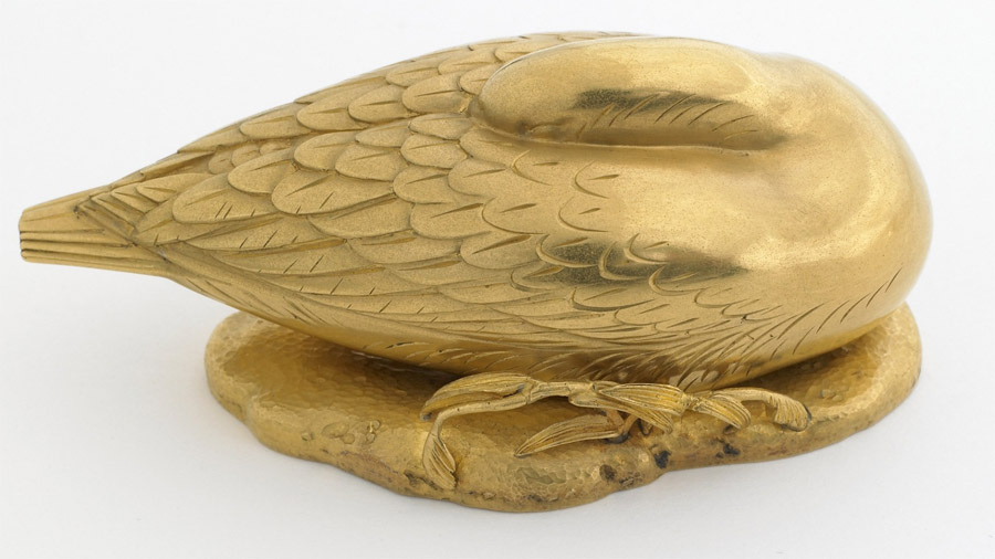 Gold ornament in the form of a wild goose on reeds