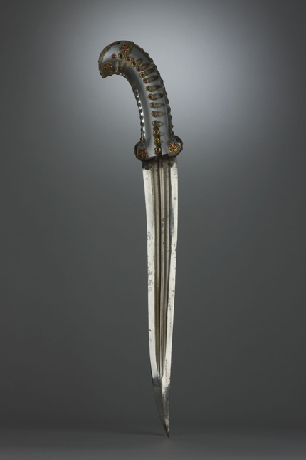 A gem-set rock crystal-hilted dagger
