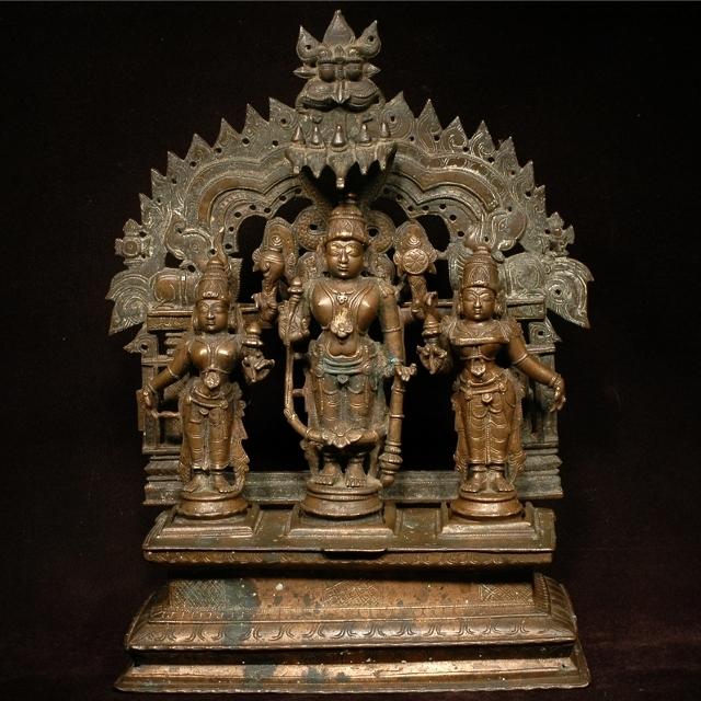 Bronze Vishnu Durbar statue from India.