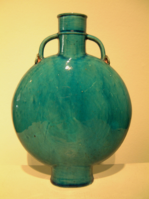 Chinese turquoise porcelain moon flask