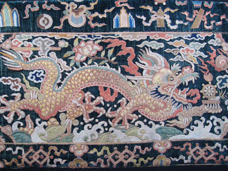 Silk Embroidered Green Velvet Panel