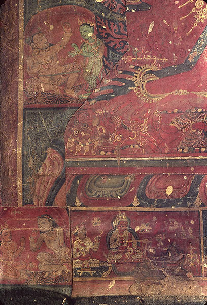 Cakrasamvara mandala, detail of the patching on left side