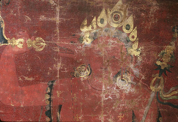 Vajravarahi painting, detail, before 2001 restoration
