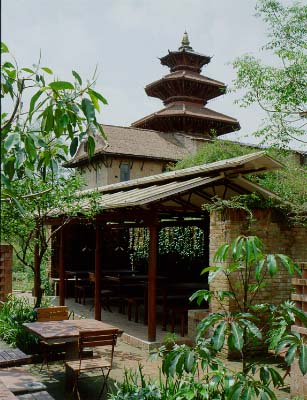courtyard with temple