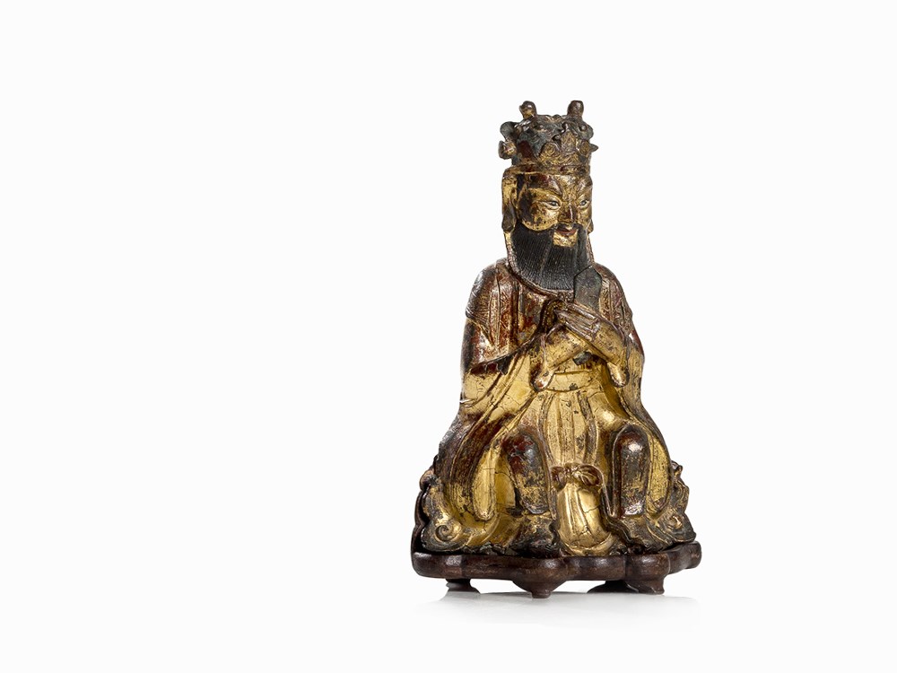 Rare Bronze Figure of a Taoist Deity ‘Wenchang Dijun’, Ming