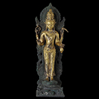 Outstanding & Rare Javanese Gold, Gilded & Bronze Standing Shiva Mahadeva