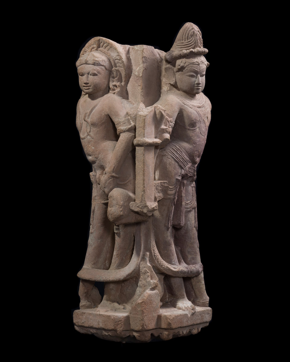 Architectural element with two forms of Shiva