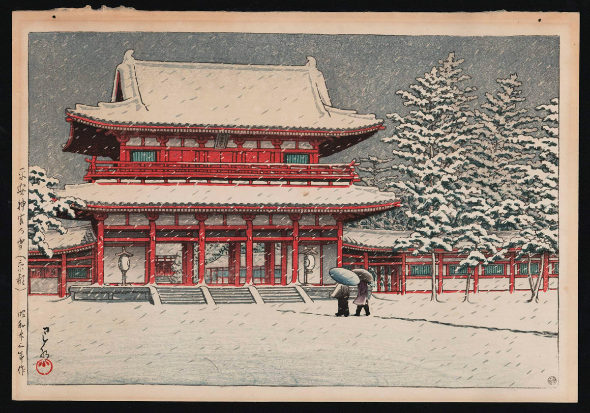 Kawase Hasui, Snow at Heian Shrine