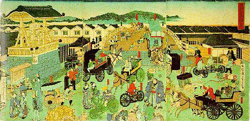Yoshitora - Image of Nihonbashi in Tokyo (1871)