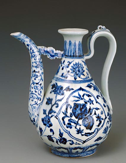 Wine ewer decorated with flowers and fruits