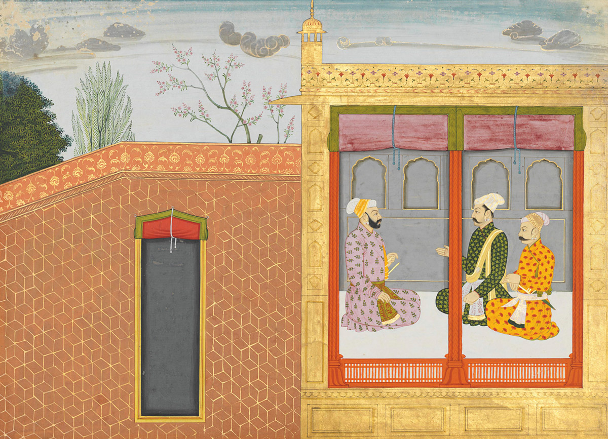 Illustration to the ‘Large’ Guler-Basohli Bhagavata Purana: Satadhanva, Akrura, and Kratvarma in Discussion