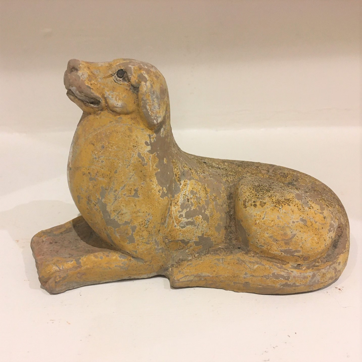 Chinese painted grey pottery dog, Northern Wei