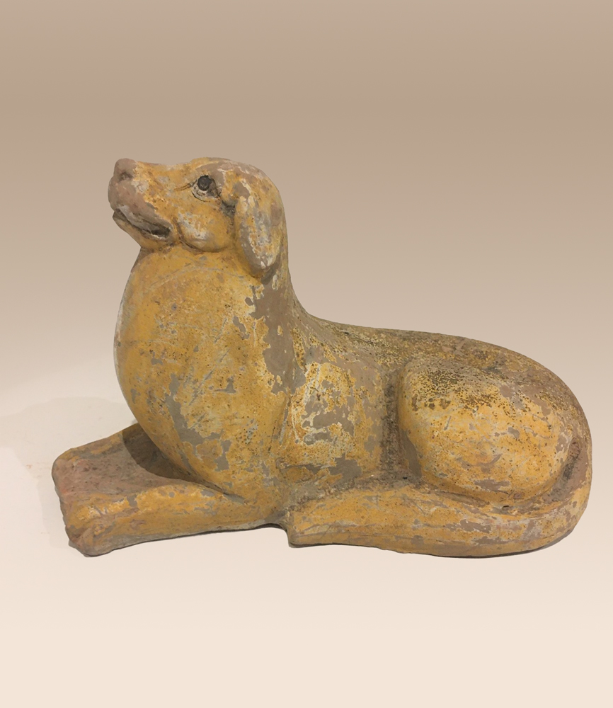 Chinese painted pottery dog, Northern Qi