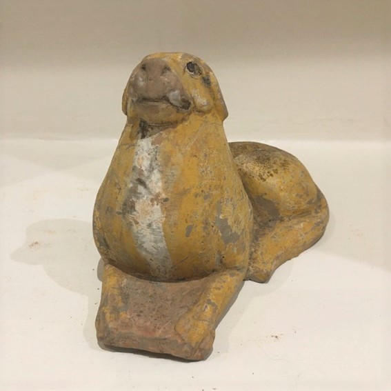 Chinese painted pottery dog, Northern Qi