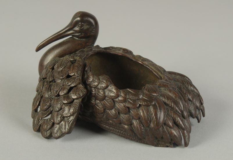 Japanese bronze egret koro and cover