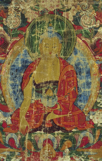 Large Thangka of Shakyamuni and 16 Arhats