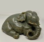 Large Jade Recumbent Elephant with Floppy Ears