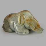 Reclining jade elephant