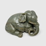 Recumbent jade elephant