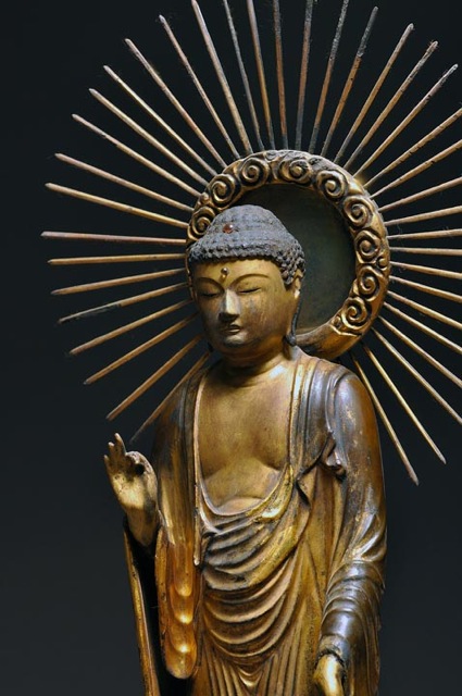 Japanese Standing Figure Of Amida The Buddha Of Infinite Light On Dan